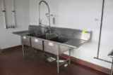 Three Compartment Sink. 103x33x42