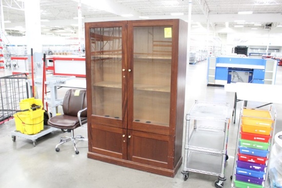 Wooden cabinet with 2 glass doors. 48x18x72"