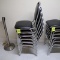 stackable chairs, metal frame w/ cushioned seats