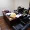 desk w/ leather chair & guest chairs