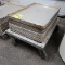 aluminum sheet pans on cart