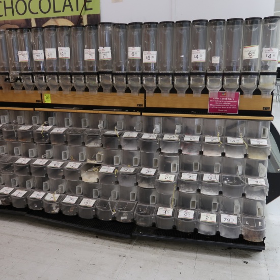 Trade Fixtures bulk racks w/ bins