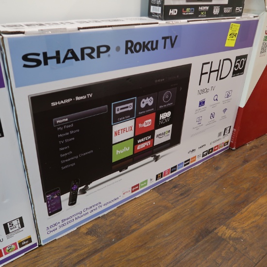 Sharp 50" Smart TV + WI-FI, 120Hz refresh rate, full HD, new in box
