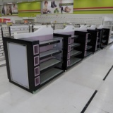 cosmetics gondola shelving w/ LED lit shelves