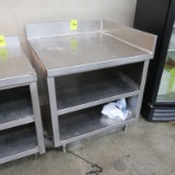 stainless table w/ backsplash & R sidesplash, w/ 2) undershelves