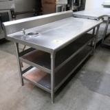 stainless table w/ dipper well, backsplash & 2) undershelves