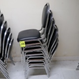 stackable chairs, metal frame w/ cushioned seats