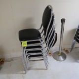 stackable chairs, metal frame w/ cushioned seats