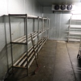 shelving units in cooler