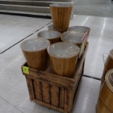 small bulk merchandising barrels on stand