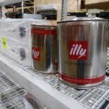 2) bulk coffee bins & 2) sealed containers of Italian espresso coffee beans