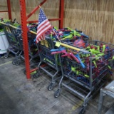 shopping carts of clothing hangers