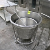 stainless mixing tubs, on stand w/ casters