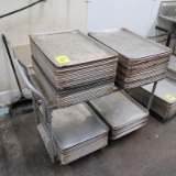 aluminum sheet pans on cart