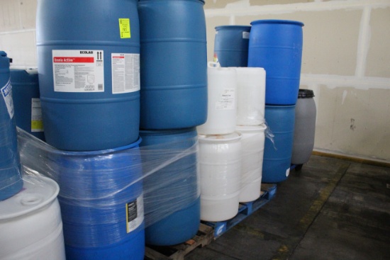 Pallets Of Plastic Drums