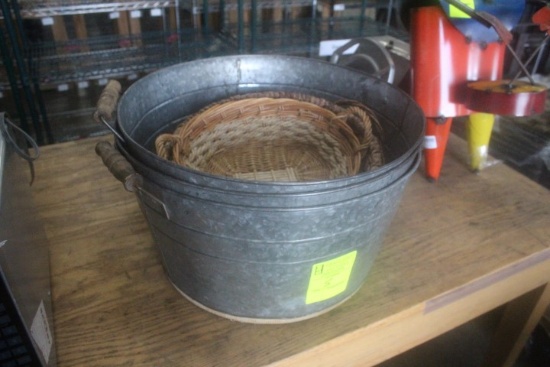 Metal Buckets And Whicker Baskets