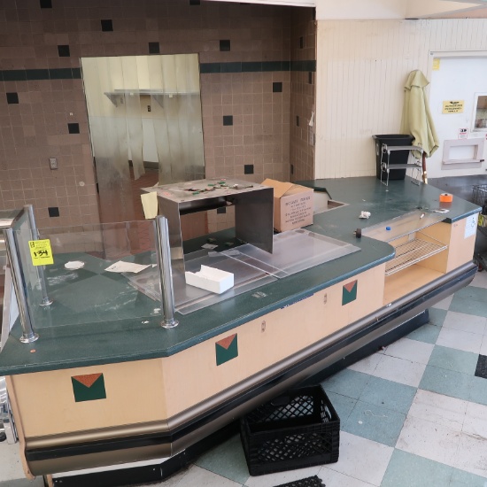 deli service counter w/ 3-sided front