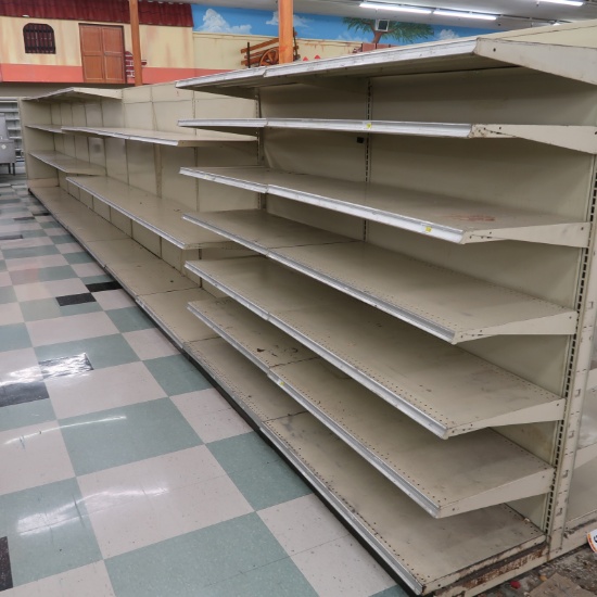 Lozier gondola shelving, 40' run (10- 4' sections)