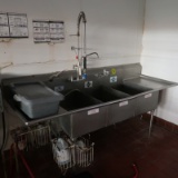 3 compartment sink w/ L & R drainboards & pre-wash spray