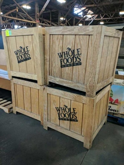 Wood displays on casters