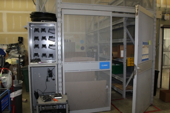 Pallet Rack in Cage. 24"x10' uprights, 93" beams