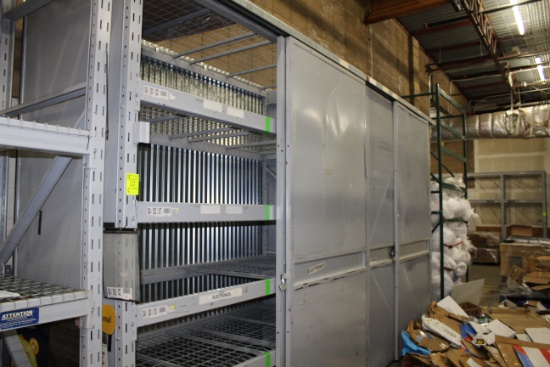 Pallet Rack with Sliding Door. 44"x10' uprights, 93" beams.