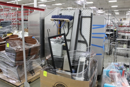 Misc Items. Chairs, folding tables, mirror, fan.