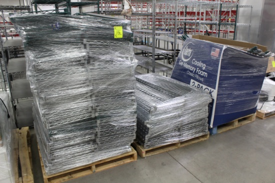 Pallets of Metro Rack Parts. 48x18" shelves, assorted uprights.