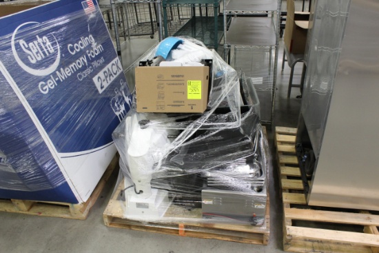 Misc Items. DoughPro press, APW food warmer, plastic tubs, photo cake parts, stainless  inserts