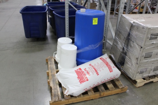 Misc Items. Plastic buckets, vermiculite pool base