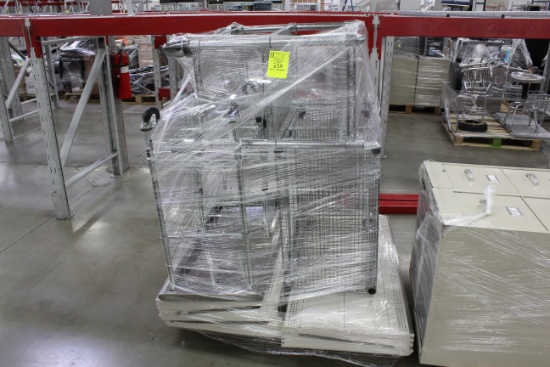 Misc Items. 3 level carts, small stainless tables, LA darling shelves
