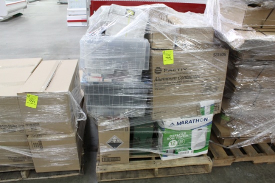 Misc Items. Paper towels, food containers, plastic tubs, spray bottles, soap dispensers