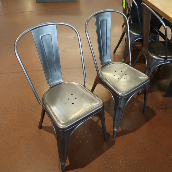 steel chairs, grey metallic finish