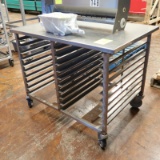 stainless table/pan cart