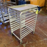aluminum half-high sheet pan rack, on casters