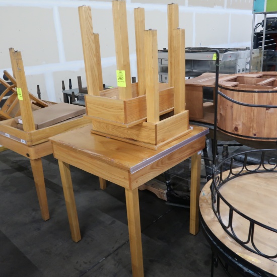 wooden tables, assorted sizes