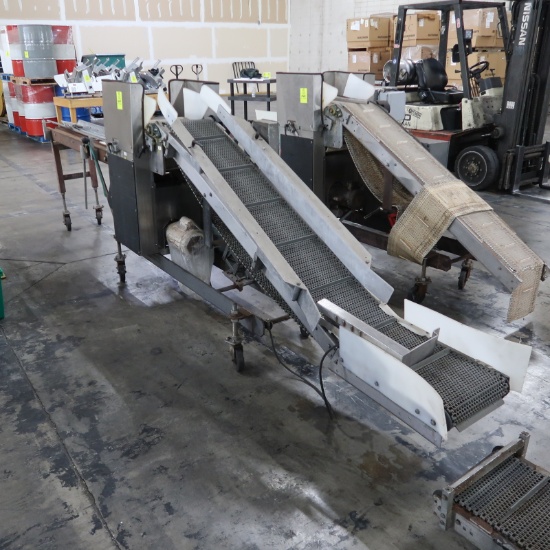 conveyor belt, ~8' x 12" incline & 8' x 8" flat