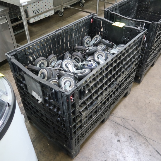 crate of shopping cart wheels