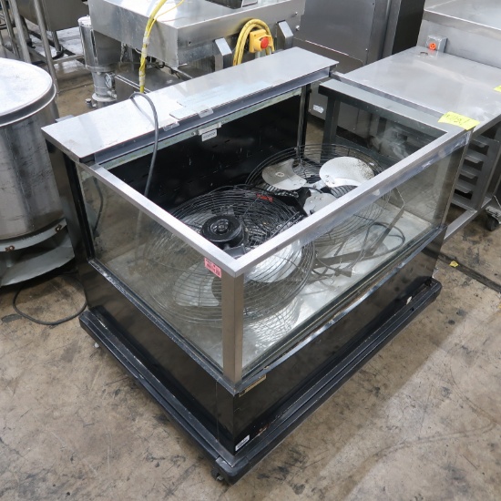 CSC refrigerated showcase w/ 3) glass sides, + fans