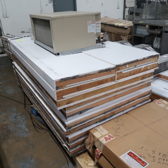 pallet of walk-in panels w/ rooftop compressor/condenser