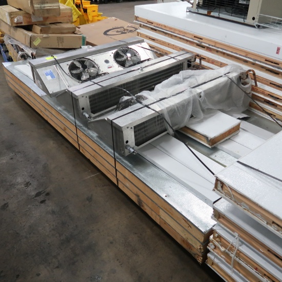 pallet of walk-in panels w/ 3) refrigeration coils