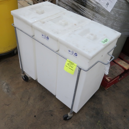 ingredients bin on casters, 3 compartment