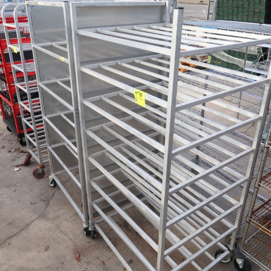 aluminum tray racks, 1) w/ 3 sides