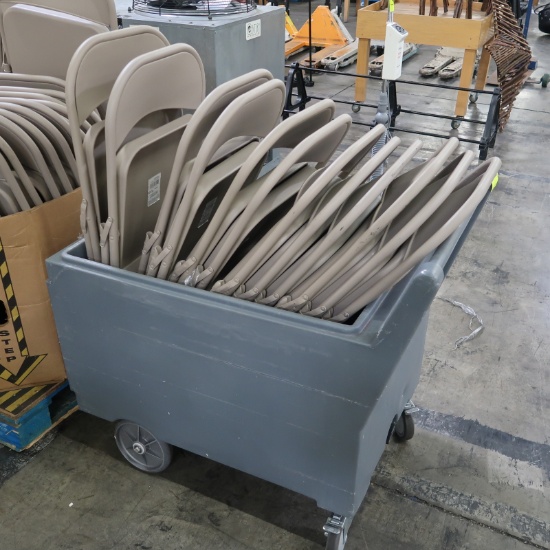 ice transport cart full of folding chairs