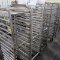 sheet pan racks, on casters, 4) aluminum & 1) stainless