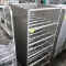 aluminum tray rack, on casters, w/ 3) sides