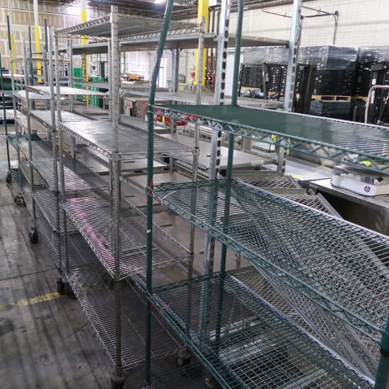 wire shelving units, on casters