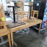 wooden tables, w/ 2) cafe tables & 2) chairs