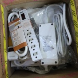 box of NEW power strips & 24vdc power supplies