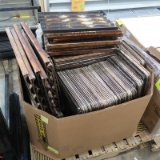 crate of sheet pans (solid & perforated) & french loaf pans